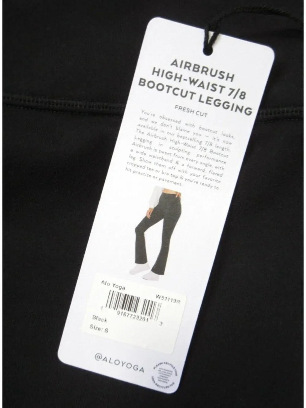 NWT Alo W51119R Airbrush High-Waist 7/8 Bootcut Legging in Black Stretch S - Picture 3 of 7